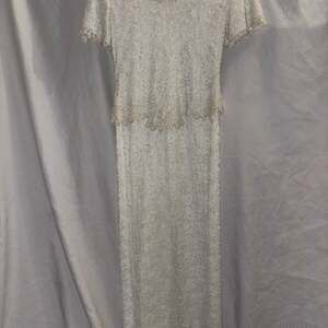 Vintage Scala White Beaded Floral Lace Sheath Formal Wedding Dress